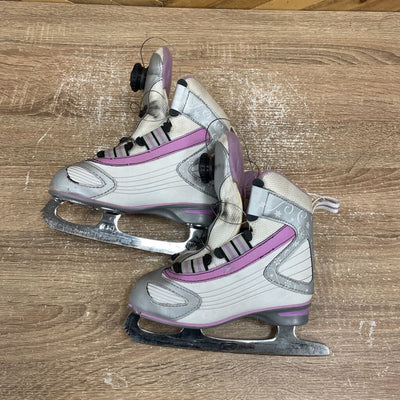Girls Reebok Figure Skates, BOA Lacing System, Size 13J, Grey and Pink, MSRP comparable $60: White/Grey/Purple-children-12