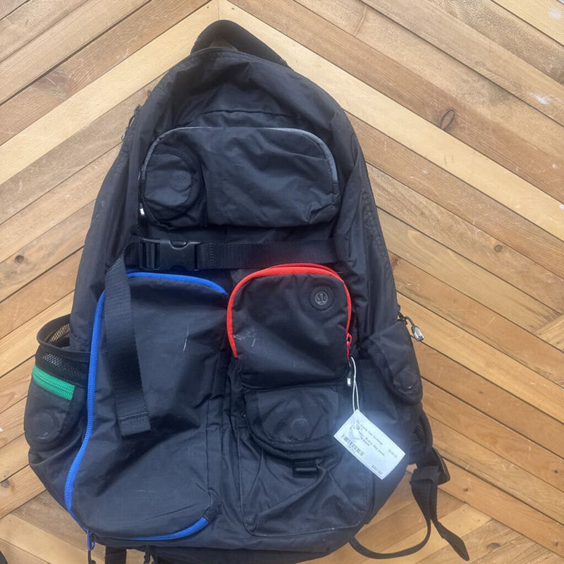 Lululemon Black Backpack with Colorful Accents: black-unisex-