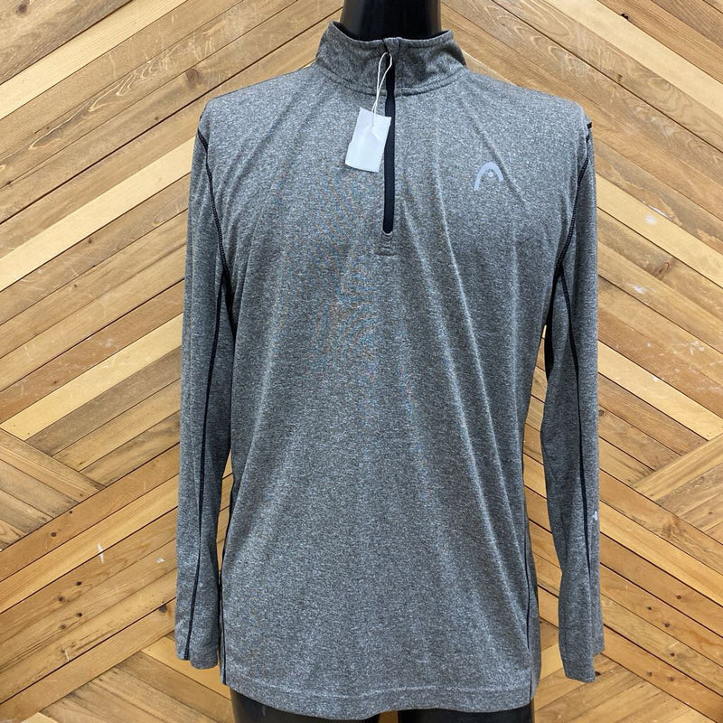 Head- 1/4 zip athletic top: grey -men-LG