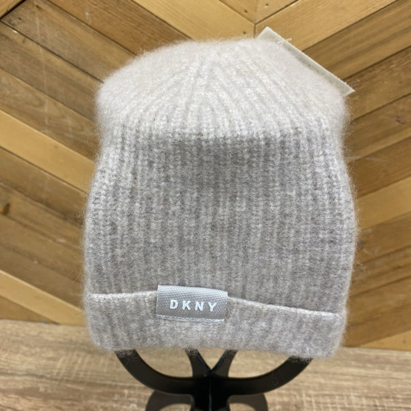 DKNY Knit Beanie: Beige-unisex-