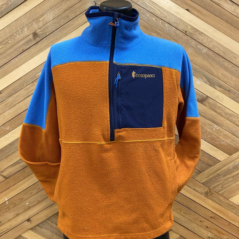 Cotopaxi Fleece Jacket: Orange/Blue-men-SM