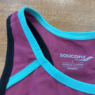 Saucony - Women's Dash Sports Bra - MSRP $65: Teal/Violet/Maroon-women-SM