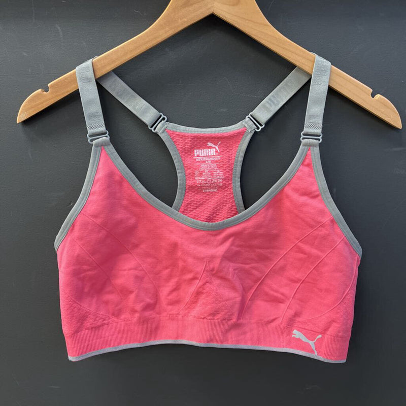 Puma - Sports Bra: Neon Pink/Grey-women-LG