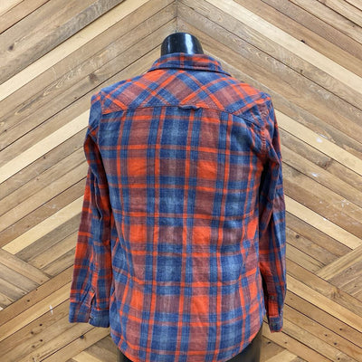 Roots Canada- Men's Flannel Button Down Shirt: Orange and Blue-men-MD