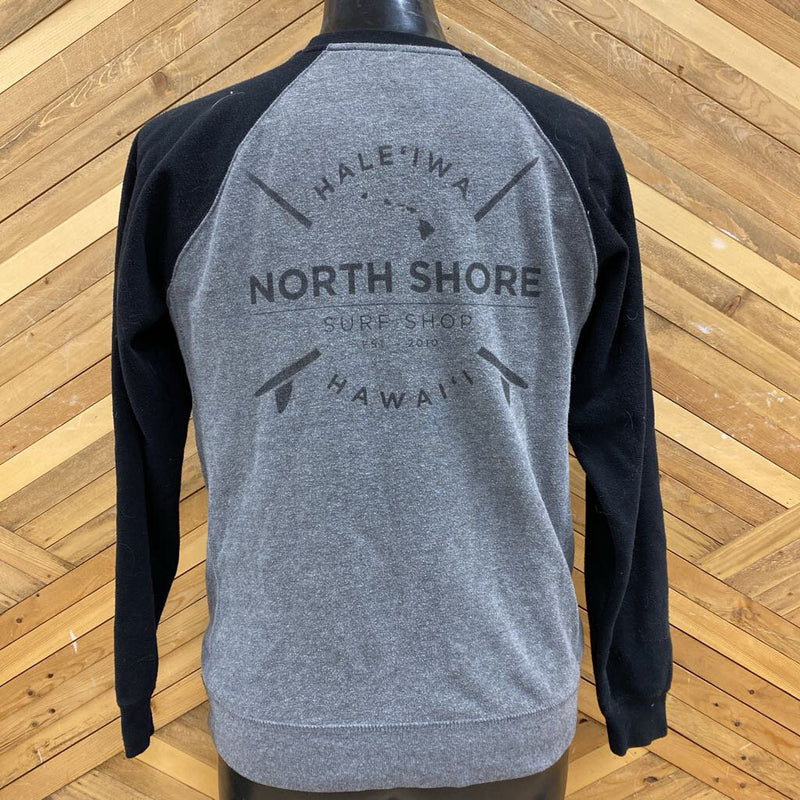 North Shore Surf Shop- Crewneck Sweatshirt: Gray and Black-unisex-MD