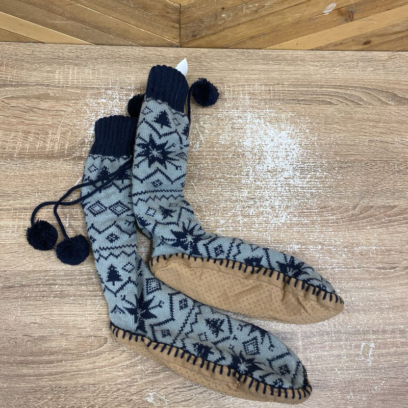 Tall Slippers: Grey/Navy-unisex-