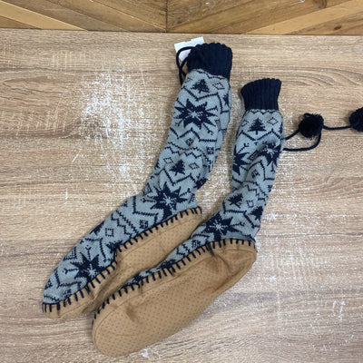 Tall Slippers: Grey/Navy-unisex-
