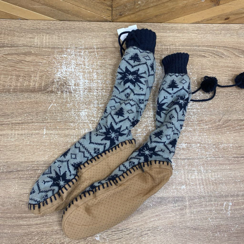 Tall Slippers: Grey/Navy-unisex-