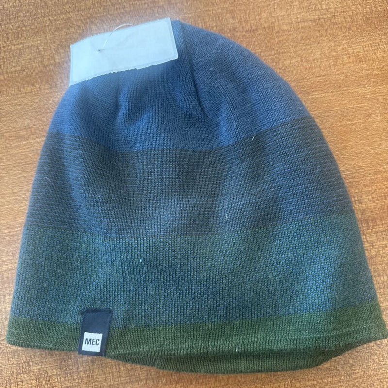 MEC Striped Knit Beanie: Blue and Green-unisex-