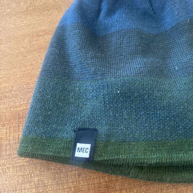 MEC Striped Knit Beanie: Blue and Green-unisex-