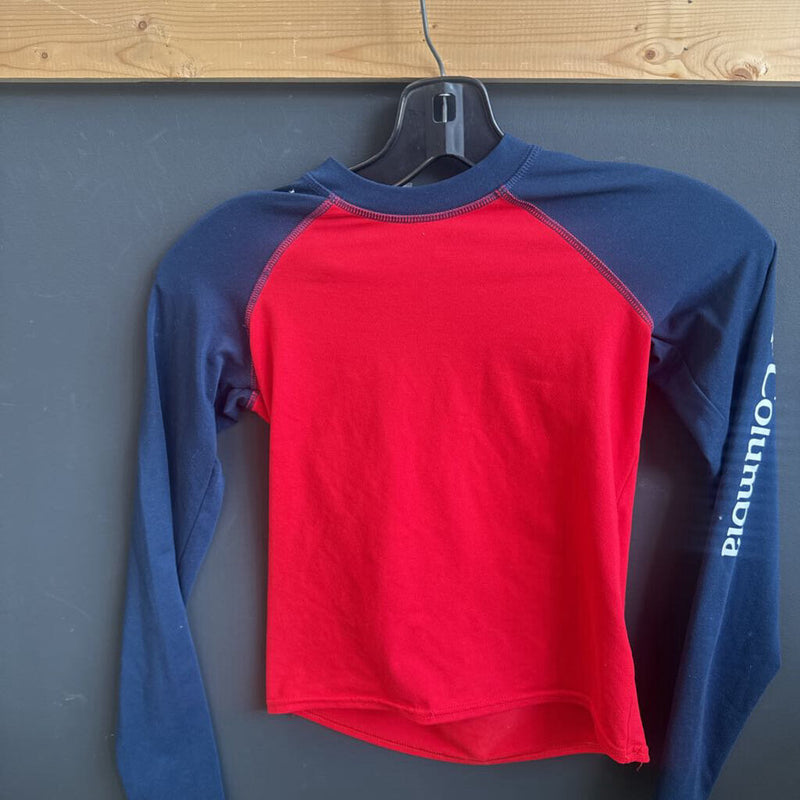 Columbia Omni-Shade Sun Protection Long Sleeve Shirt: Red and Navy-children-SMY