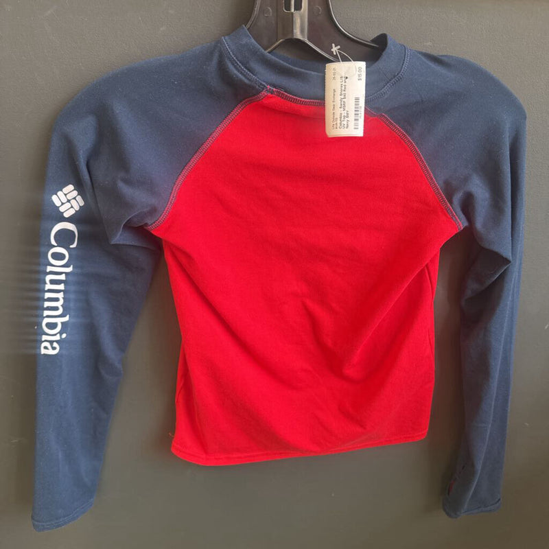 Columbia Omni-Shade Sun Protection Long Sleeve Shirt: Red and Navy-children-SMY