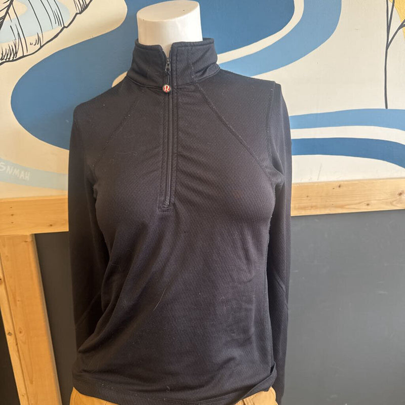 Lululemon - Black Half-Zip Long Sleeve Top: black-women-SM