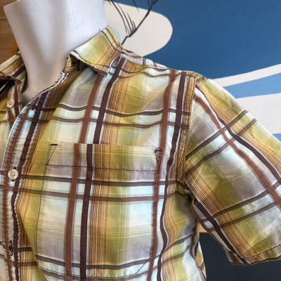 Prana - Men's Short-Sleeve Plaid Shirt - MSRP $68: Yellow Brown -men-SM