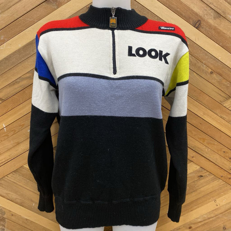 Santini - Look Vintage Wool Quarter Zip : Black/White/Red-unisex-SM