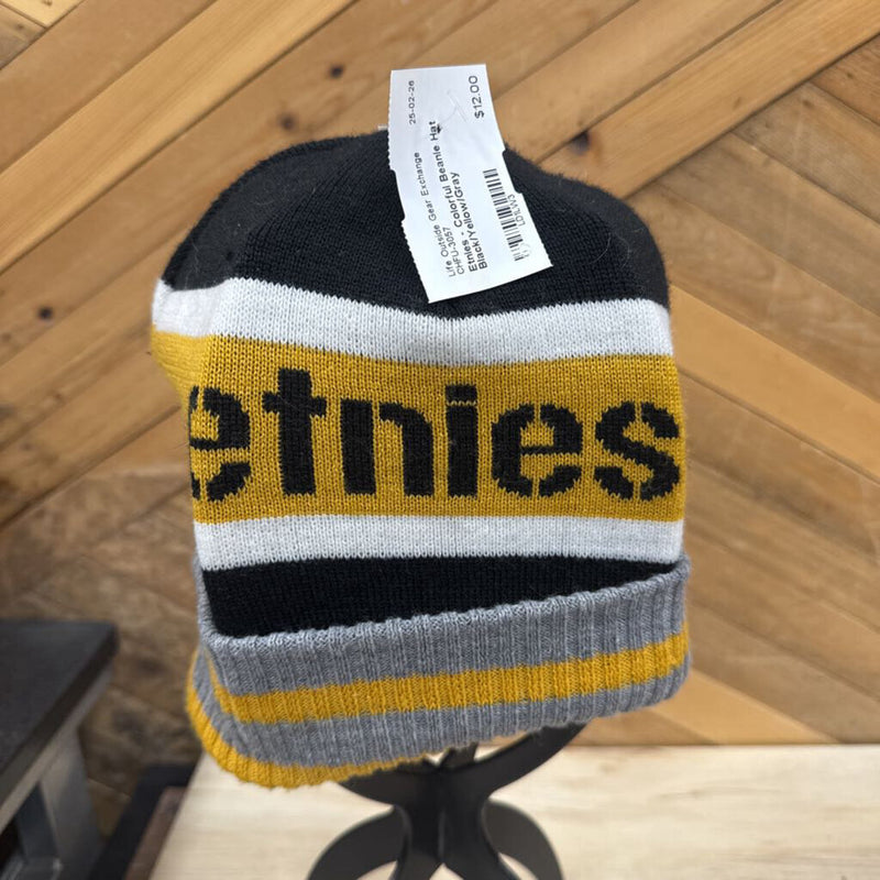 Etnies Colorful Beanie Hat: Black/Yellow/Gray-unisex-