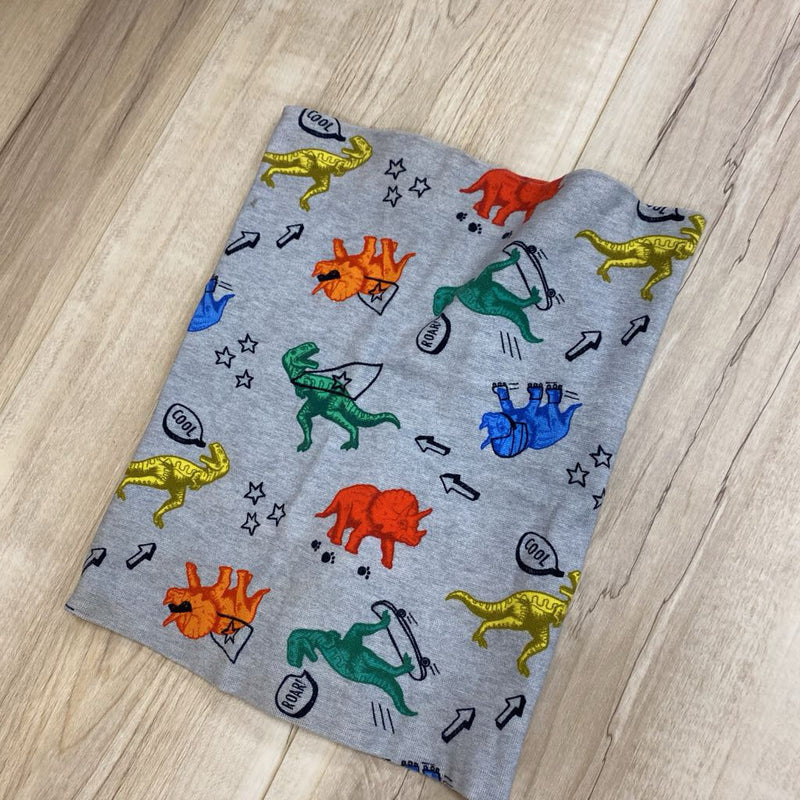 H&M - Kids Multi-Color Dinosaur Print Neck Gaiter: Gray-children-