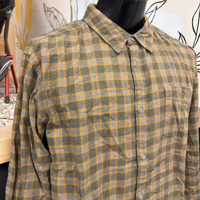 Prana - Men's Los Feliz Flannel Shirt - MSRP $129: Green/Yellow/Grey-men-XL