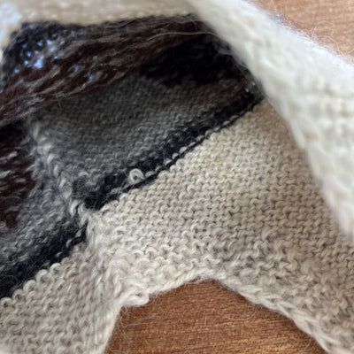 Kids' Knit Toque with Ear Flaps: White/Brown/Grey-children-