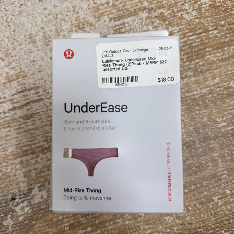 Lululemon- UnderEase Mid-Rise Thong (2)Pack - MSRP $32: assorted-women-LG