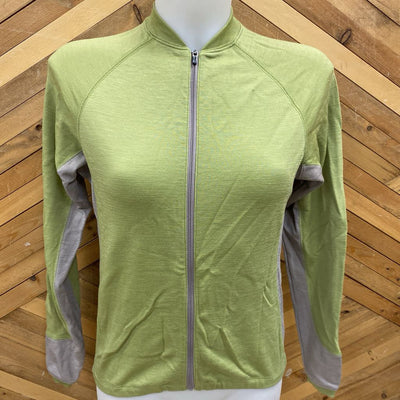 Ibex - Women's Full zip merino cycling top- MSRP compared $199: Green Grey -women-SM