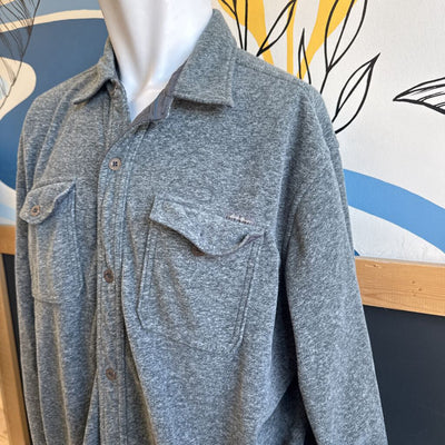 Eddie Bauer- Men's Fleece Button Down Shirt - MSRP $108 : Grey -men-XL