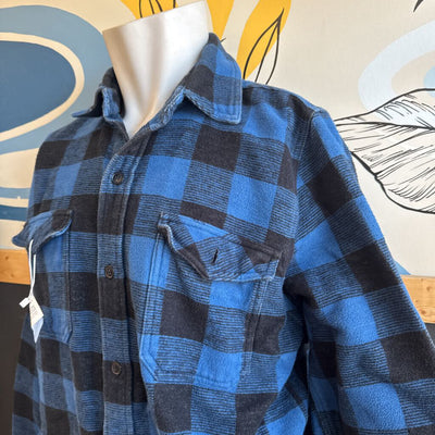 Dakota - Men's Heavy Flannel Button Down - MSRP $60: Blue Plaid -men-XL