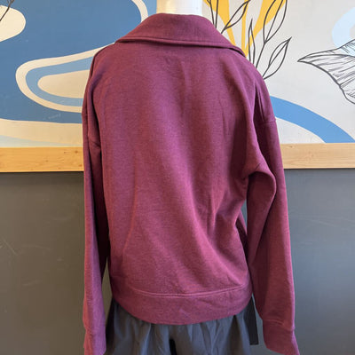 tentree - Women's Collared V-Neck Pullover Sweater - MSRP comp $88: Maroon-women-XS