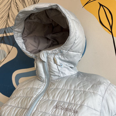 Columbia - Women's Omni-Shield Zip Puffer Jacket with Hood - MSRP comp $179: Light Blue-women-XS