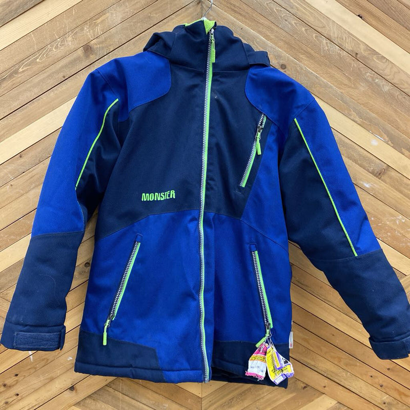 Monster- Youth Insulated Winter Jacket: Blue/Green -children-12Y