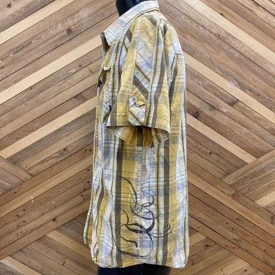 Prana - Men's S/S Button-Up Shirt - MSRP $96: Yellow/Brown-men-