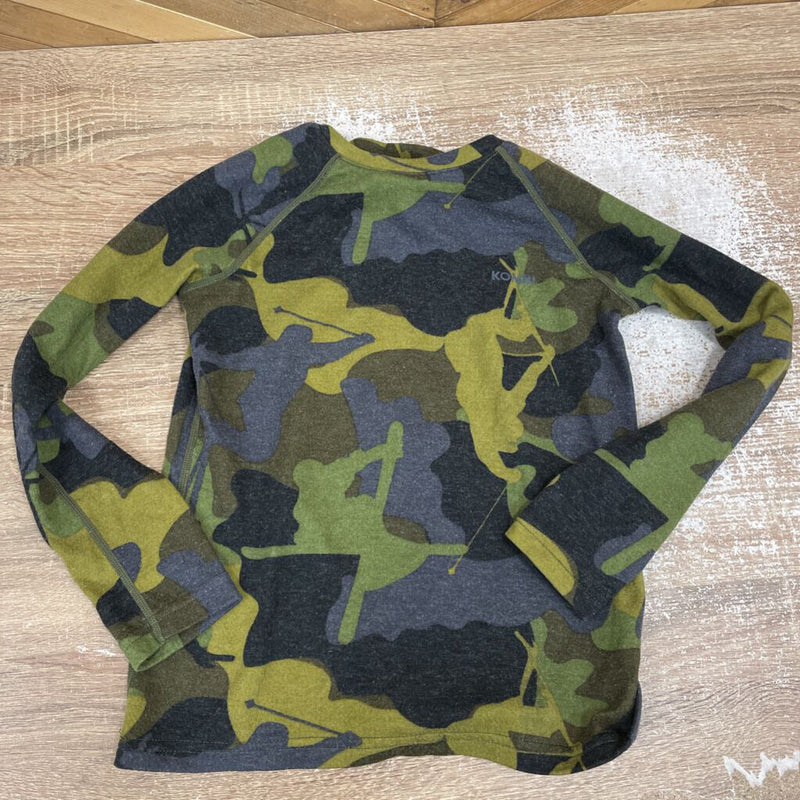 Kombi - Kids Patterned MerinoMIX PRO Baselayer Top - MSRP $65: Green/Grey Camo-children-MD