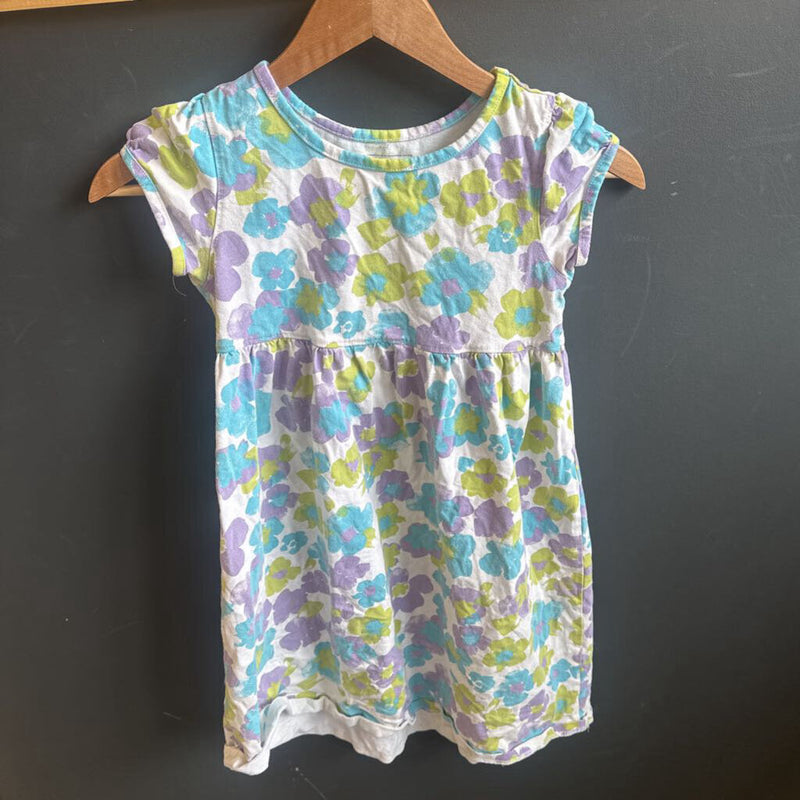 L.L. Bean - Girls S/S Dress: White Purple Green -children-8Y