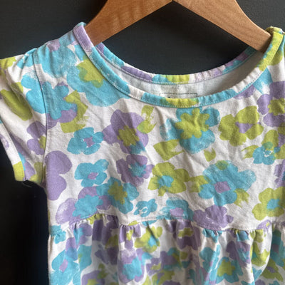 L.L. Bean - Girls S/S Dress: White Purple Green -children-8Y