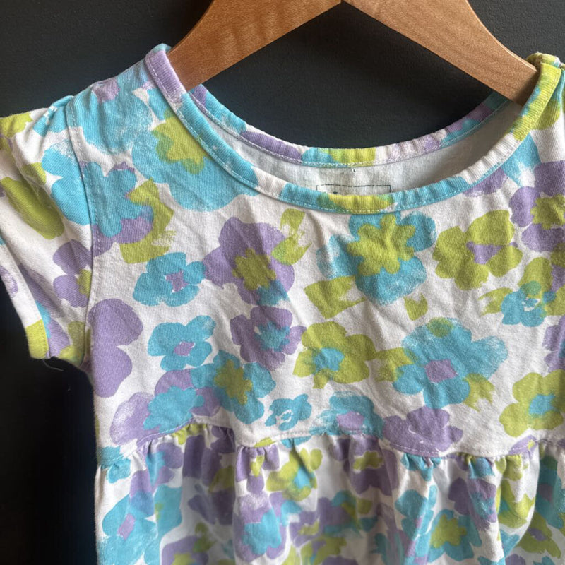 L.L. Bean - Girls S/S Dress: White Purple Green -children-8Y