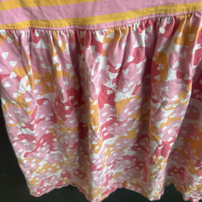 L.L. Bean - Girls S/S Dress: Orange White Floral -children-6/7Y