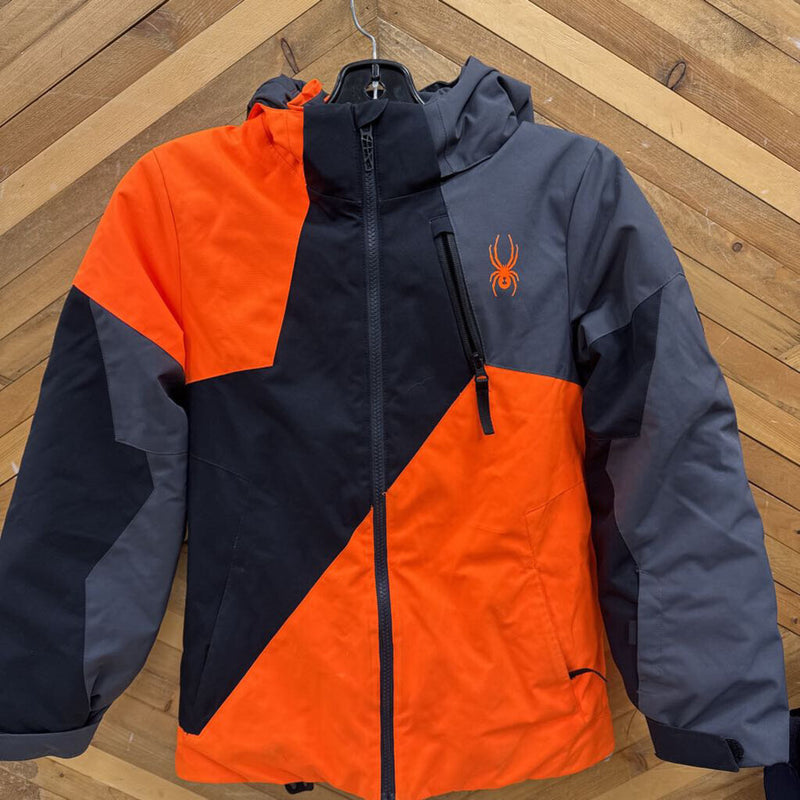 Spyder - Youth Insulated Hooded Jacket - MSRP $200: Black, Orange-children-14Y