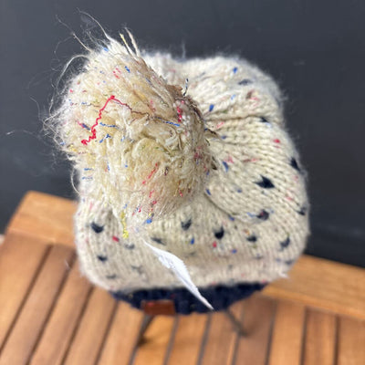 Roxy - Youth Knitted Beanie Hat: beige, navy-children-