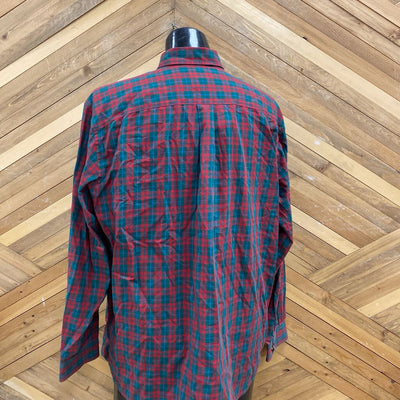 L.L Bean - Men's Button Up - MSRP $99: Red/Green-men-LG