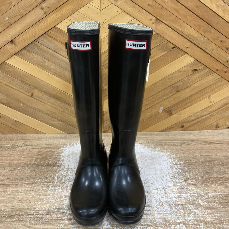 Hunter - Original Gloss Tall Rain Boots - MSRP $200: Black-women-M7/W8