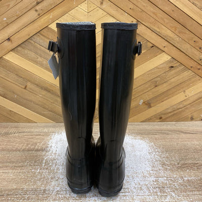 Hunter - Original Gloss Tall Rain Boots - MSRP $200: Black-women-M7/W8