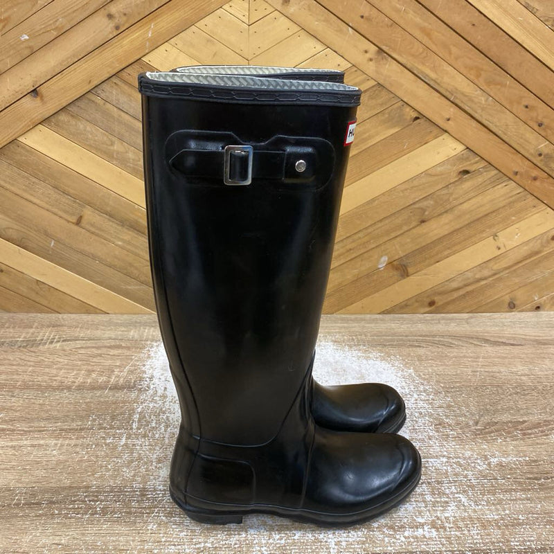 Hunter - Original Gloss Tall Rain Boots - MSRP $200: Black-women-M7/W8