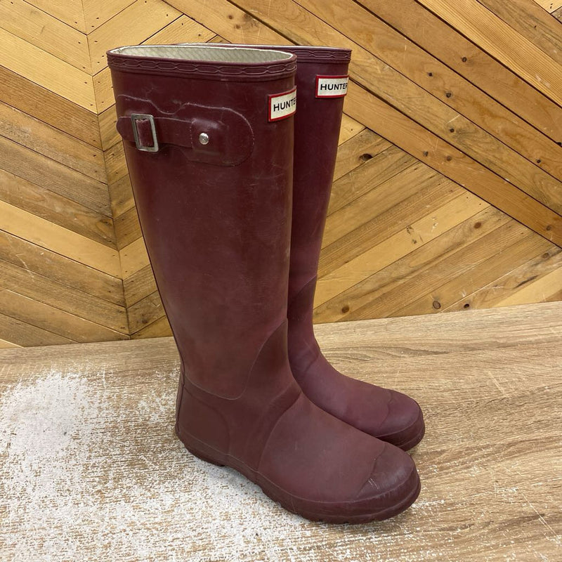 Hunter - Original Tall Rain Boots - MSRP $200: Burgundy-women-M6/W7