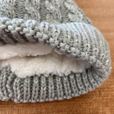 Shearling-Lined Pom Pom Toque: Grey-unisex-