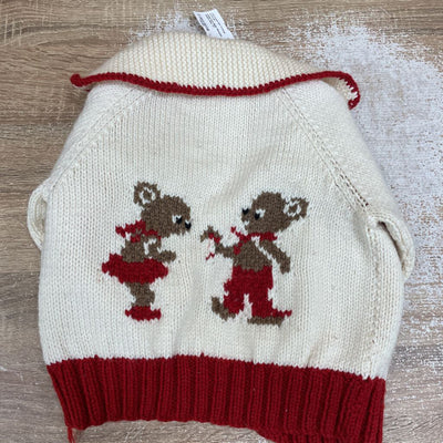 Lined Knit Baby Sewater : cream Red -children-3T