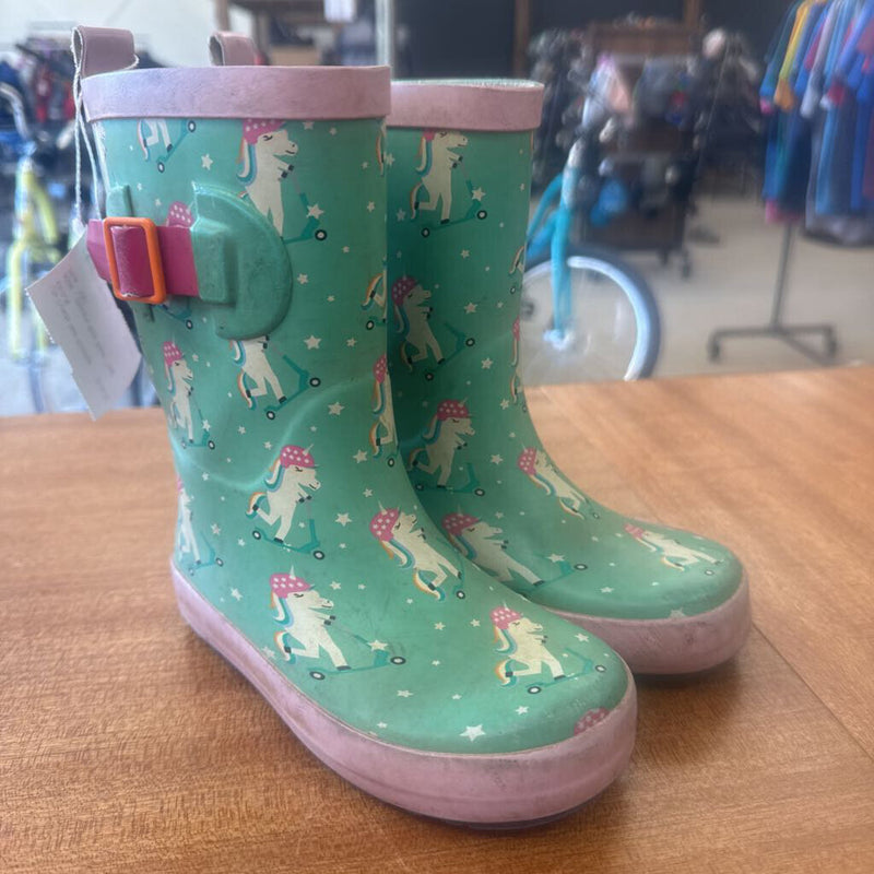 Kids - Unicorn Rain Boot : Teal Pink -children-7/8T