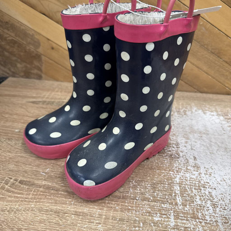 Fleece Lined Toddler Rain Boot : Navy/Pink/White -children-8t