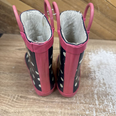 Fleece Lined Toddler Rain Boot : Navy/Pink/White -children-8t