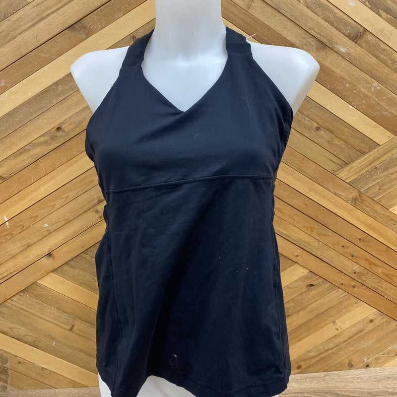Lululemon-tank top : Black -women-LG