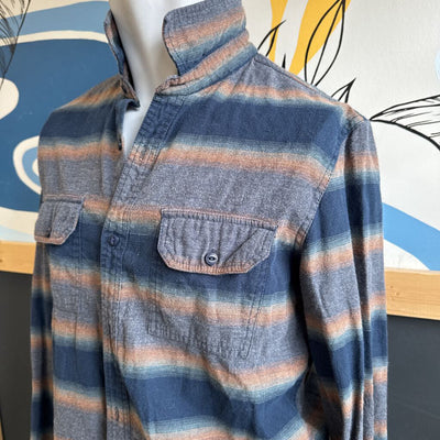 Rumors- Flannel Shirt Button Down Shirt : blue-men-LG